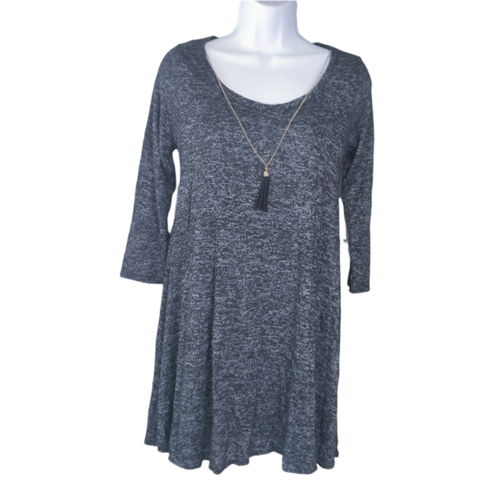 Urban Rose Women's Dress Midi Length Attached Necklace Black Gray Size M